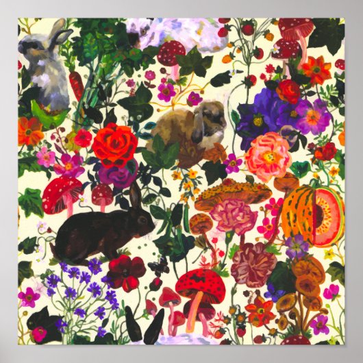  vlinder Konijnenkonijn Waterverf van Florence Poster (Voorkant)