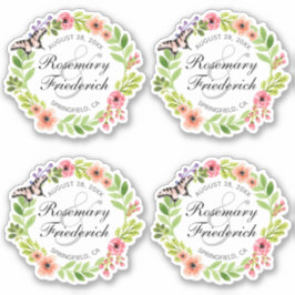 Vlinder krans bruid en bruidegom Contour Stickers