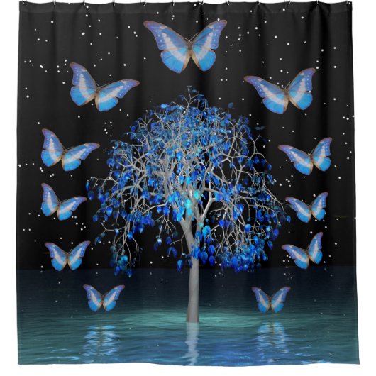 Vlinder Kristal Boom Douchegordijn (Voorkant)