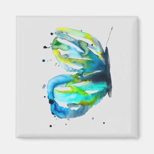 Vlinder kunst waterverf blauw magneet