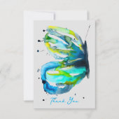 Vlinder kunst waterverf blauw notitiekaartje (Voorkant)