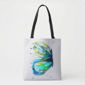 Vlinder kunst waterverf blauw tote bag (Voorkant)