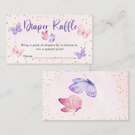 VLINDER KUSJES & BABY WENSEN Luier Raffle Informatiekaartje (Voorkant / Achterkant)