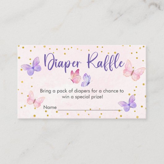VLINDER KUSJES & BABY WENSEN Luier Raffle Informatiekaartje (Voorkant)