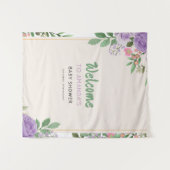 Vlinder Kusjes Paarse Bloemen Baby Shower Wandkleed (Voorkant (horizontaal))