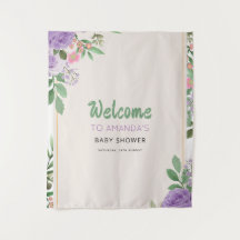 Vlinder Kusjes Paarse Bloemen Baby Shower