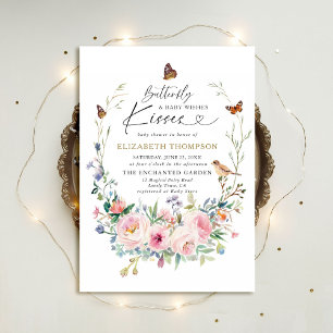 Vlinder Kusjes Wilde Bloemen Tuin Baby Shower Kaart