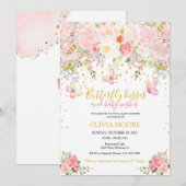 Vlinder kussen en baby wenst baby shower kaart (Voorkant / Achterkant)