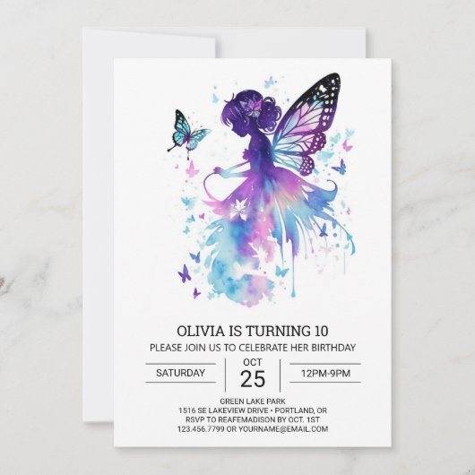 vlinder kussen fee verjaardag kaart (Voorkant)