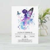 vlinder kussen fee verjaardag kaart (Staand voorkant)