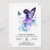 vlinder kussen fee verjaardag kaart (Voorkant / Achterkant)