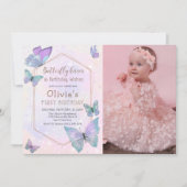 vlinder kussen vlinder meisjes verjaardag foto kaart (Voorkant)