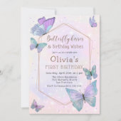 vlinder kussen vlinder meisjes verjaardagsfeest kaart (Voorkant)
