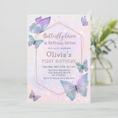 vlinder kussen vlinder meisjes verjaardagsfeest kaart (Staand voorkant)