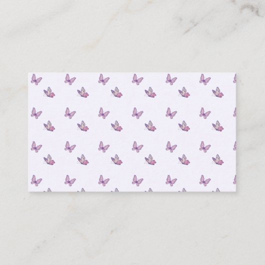 Vlinder kust Paarse Baby shower Informatiekaartje (Achterkant)