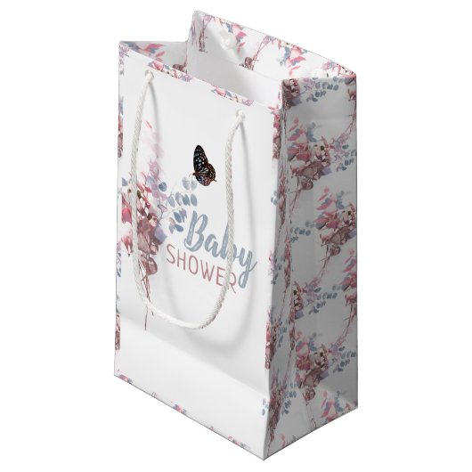 Vlinder laat elegant Baby shower achter Klein Cadeauzakje (Voorkant Gekanteld)