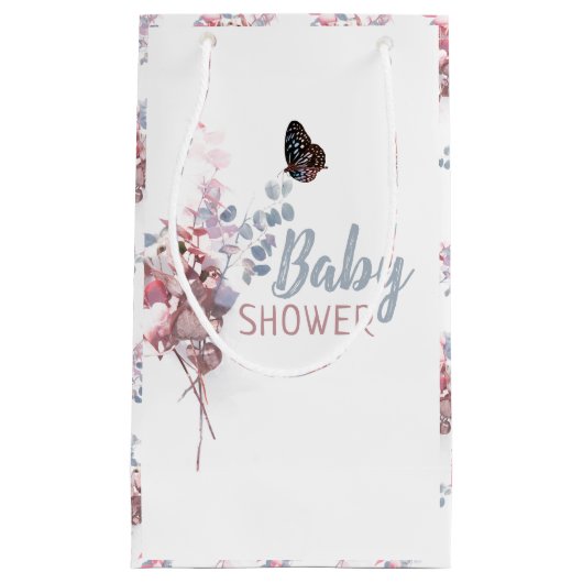 Vlinder laat elegant Baby shower achter Klein Cadeauzakje (Voorkant)