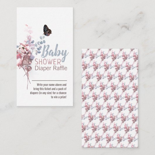 Vlinder laat elegante Baby showers luierreling ach Informatiekaartje (Voorkant / Achterkant)
