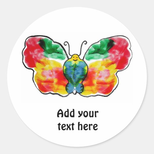 Vlinder - landschap sjabloon ontwerp ronde sticker (Voorkant)