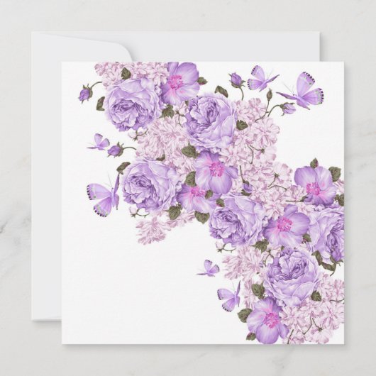 vlinder lavendel bloementuin bruiloft uitnodigen kaart (Achterkant)