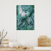 Vlinder- Le Papillon | blauwgroen Poster (Keuken)