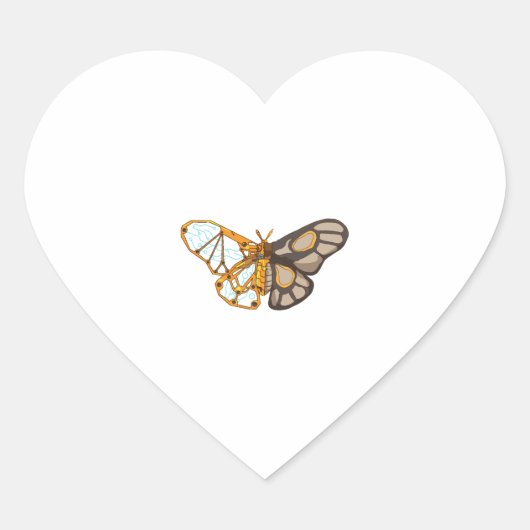 Vlinder libel insect hart sticker (Voorkant)