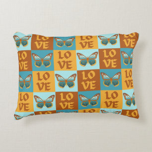 Vlinder liefde patroon Blauw & Oranje helling Accent Kussen