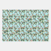 Vlinder liefde patroon | Blauw & Oranje helling Inpakpapier Vel (Voorkant 3)