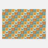 Vlinder liefde patroon | Blauw & Oranje helling Inpakpapier Vel (Voorkant 2)