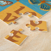 Vlinder liefde patroon | Blauw & Oranje helling Legpuzzel (Zijkant)