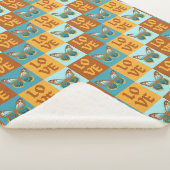 Vlinder liefde patroon | Blauw & Oranje helling Sherpa Deken (3/4)