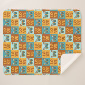 Vlinder liefde patroon | Blauw & Oranje helling Sherpa Deken (Voorkant (horizontaal))
