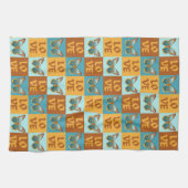 Vlinder liefde patroon | Blauw & Oranje helling Theedoek (Horizontaal)