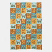 Vlinder liefde patroon | Blauw & Oranje helling Theedoek (Verticaal)