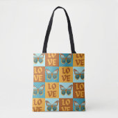 Vlinder liefde patroon | Blauw & Oranje helling Tote Bag (Voorkant)