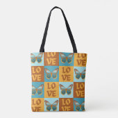 Vlinder liefde patroon | Blauw & Oranje helling Tote Bag (Achterkant)