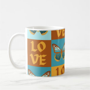 Vlinder Liefde Patroon Blauwe & Oranje Gradiënt Koffiemok