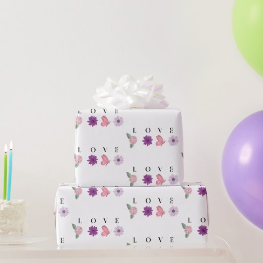 VLINDER LIEFDE, Romantisch Roze Cadeaupapier (Feestgeschenken)