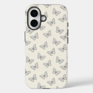 Vlinder Lijn Kunst Patroon iPhone 16 Hoesje