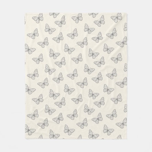 Vlinder Lijn Kunst Patroon Fleece Deken (Voorkant)