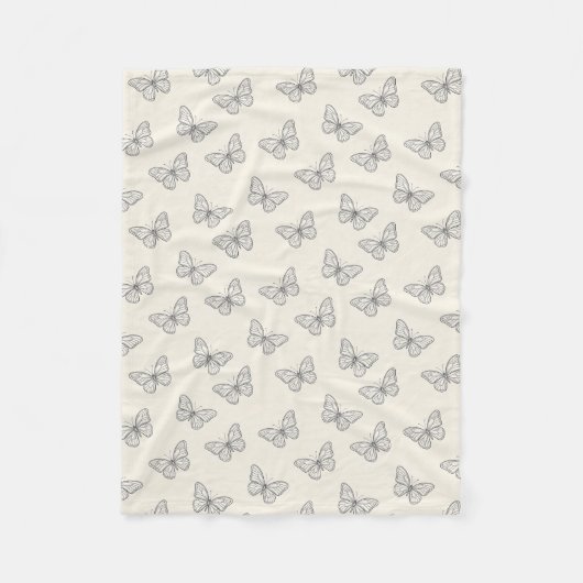 Vlinder Lijn Kunst Patroon Fleece Deken (Voorkant)