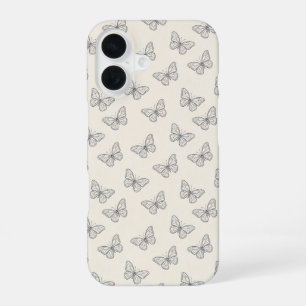 Vlinder Lijn Kunst Patroon iPhone 16 Hoesje