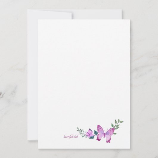 Vlinder Lijst Foto Verjaardag Kaart (Achterkant)