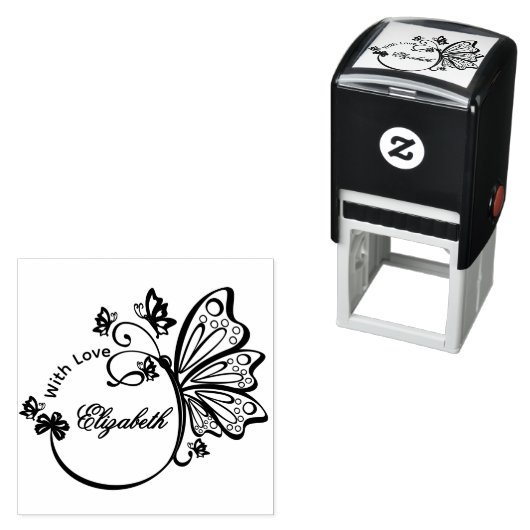 vlinder Lijst "met liefde" 8-9 letternaam Zelfinktende Stempel (In situ)