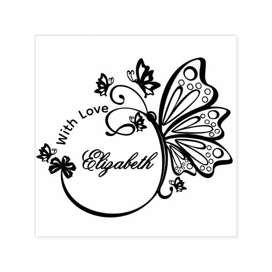 vlinder Lijst "met liefde" 8-9 letternaam Zelfinktende Stempel (Design)