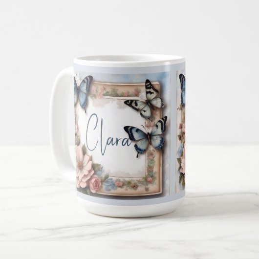  vlinder Lijst monogram Koffiemok (Voorkant links)