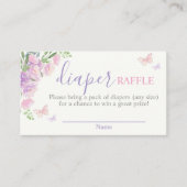 Vlinder lila Roze Luier Raffle Informatiekaartje (Voorkant)