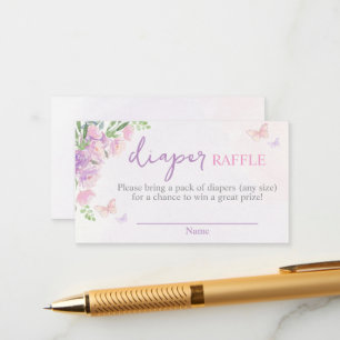Vlinder lila Roze Luier Raffle Informatiekaartje