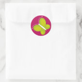 Vlinder [limoen+ paarse] ronde sticker (Tas)