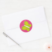 Vlinder [limoen + roze] ronde sticker (Envelop)